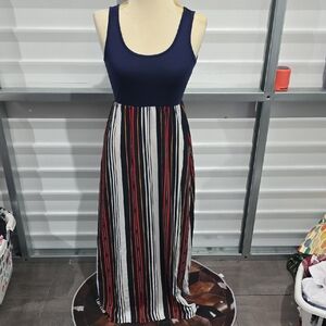 Blue and White Scoop Neck Maxi‎ Sundress Size Medium